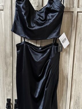 NWT City Vibe Women’s Juniors Teen Black Satin Two-Piece Dress Size 1 Skirt NEW